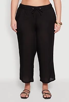 Womens Plus Drawstring Palazzo Pants,