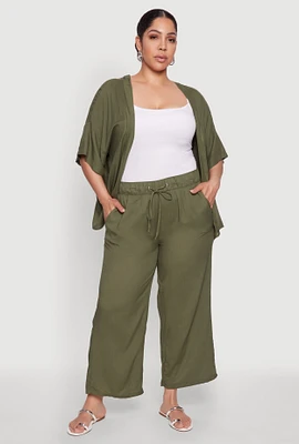 Womens Plus Drawstring Palazzo Pants,