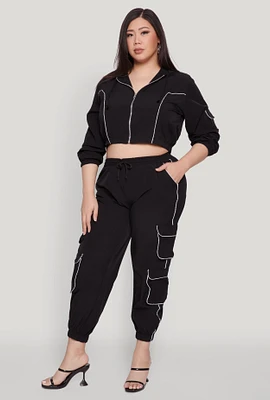 Womens Plus Drawstring Cargo Pocket Joggers,