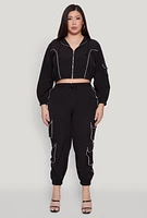 Womens Plus Drawstring Cargo Pocket Joggers, 2X