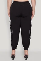 Womens Plus Drawstring Cargo Pocket Joggers,