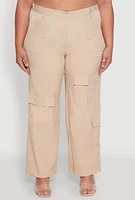 Womens Plus Wide Leg Cargo Pants,