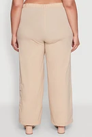 Womens Plus Wide Leg Cargo Pants,