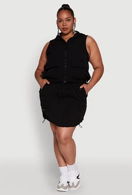 Womens Plus Drawstring Waist Cargo Skirt,