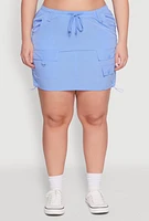 Womens Plus Drawstring Waist Cargo Skirt,