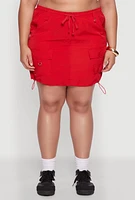 Womens Plus Drawstring Waist Cargo Skirt, 2X