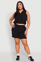 Womens Plus Nylon Drawstring Cargo Shorts, 2X