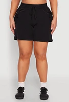 Womens Plus Nylon Drawstring Cargo Shorts, 2X