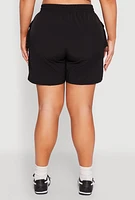 Womens Plus Nylon Drawstring Cargo Shorts, 2X