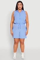 Womens Plus Size Nylon Drawstring Cargo Shorts, Blue, Size 2X
