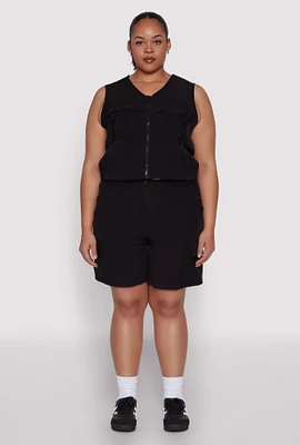 Womens Plus Nylon Cargo Shorts,