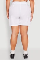 Womens Plus Size Nylon Cargo Shorts, White, Size 3X