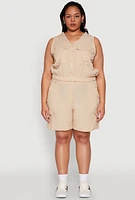 Womens Plus Size Nylon Cargo Shorts, Khaki, Size 3X
