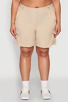 Womens Plus Size Nylon Cargo Shorts, Khaki, Size 3X