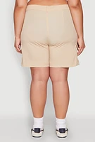 Womens Plus Size Nylon Cargo Shorts, Khaki, Size 3X
