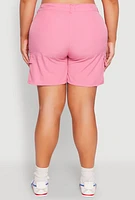 Womens Plus Size Nylon Cargo Shorts, Pink, Size 1X