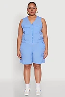Womens Plus Nylon Cargo Shorts,