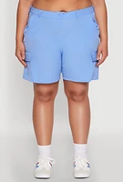 Womens Plus Nylon Cargo Shorts,