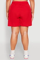 Womens Plus Size Nylon High Waist Cargo Shorts, Red, Size 1X
