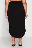 Womens Plus Nylon Drawstring Cargo Maxi Skirt, 2X