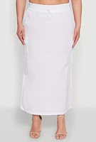 Womens Plus Size Nylon Drawstring Cargo Maxi Skirt, White, Size 2X