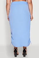 Womens Plus Nylon Drawstring Cargo Maxi Skirt,