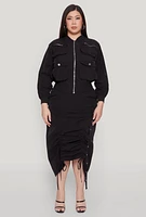 Womens Plus Size Grommet Detail Drawstring Skirt, Black, Size 1X