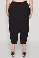 Womens Plus Size Grommet Detail Drawstring Skirt, Black, Size 1X