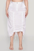 Womens Plus Size Grommet Detail Drawstring Skirt, White, Size 3X