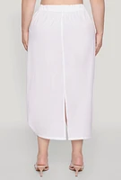 Womens Plus Size Grommet Detail Drawstring Skirt, White, Size 3X