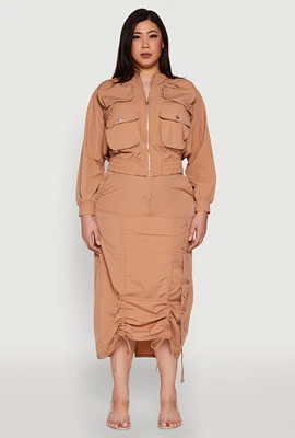 Womens Plus Grommet Detail Drawstring Skirt,