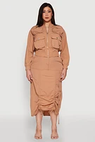 Womens Plus Grommet Detail Drawstring Skirt,