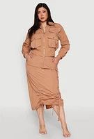 Womens Plus Grommet Detail Drawstring Skirt,