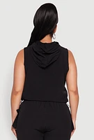Womens Plus Toggle Drawstring Hem Crop Top, 1X