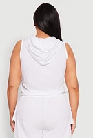 Womens Plus Size Toggle Drawstring Hem Crop Top, White, Size 1X