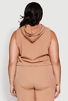 Womens Plus Toggle Drawstring Hem Crop Top,