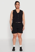 Womens Plus Zip Front Cargo Pocket Top, 1X