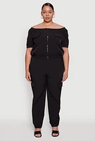 Womens Plus Nylon Cargo Joggers,