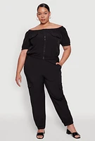 Womens Plus Nylon Cargo Joggers,