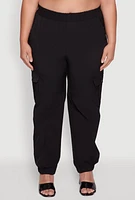 Womens Plus Nylon Cargo Joggers,