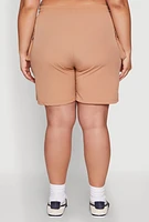 Womens Plus Drawstring High Waisted Cargo Shorts,