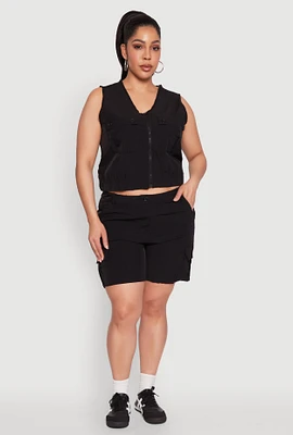 Womens Plus High Waisted Cargo Shorts,
