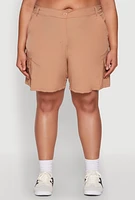 Womens Plus High Waisted Cargo Shorts,