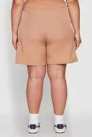 Womens Plus High Waisted Cargo Shorts,