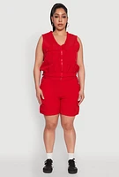 Womens Plus Size High Waisted Cargo Shorts, Red, Size 1X