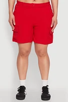 Womens Plus Size High Waisted Cargo Shorts, Red, Size 1X