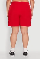 Womens Plus Size High Waisted Cargo Shorts, Red, Size 1X