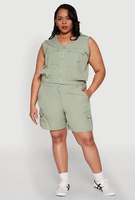 Womens Plus High Waisted Cargo Shorts,