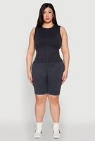 Womens Plus Mineral Wash Ribbed Knit Tank Top,