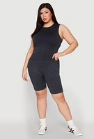 Womens Plus Mineral Wash Ribbed Knit Tank Top,